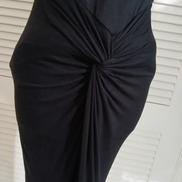 Vintage black stretch rayon sleeveless maxi dress with tulip skirt size medium - Picture 6 of 15